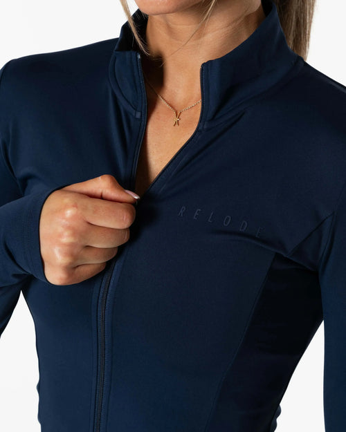 Clean Zip Longsleeve - Mörkblå